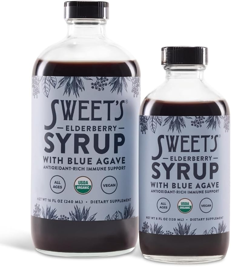 Elderberry Syrup with Blue Agave | Immune Support | USDA Organic Certified | Non-GMO | Vegan | Gluten-Free (8 oz)