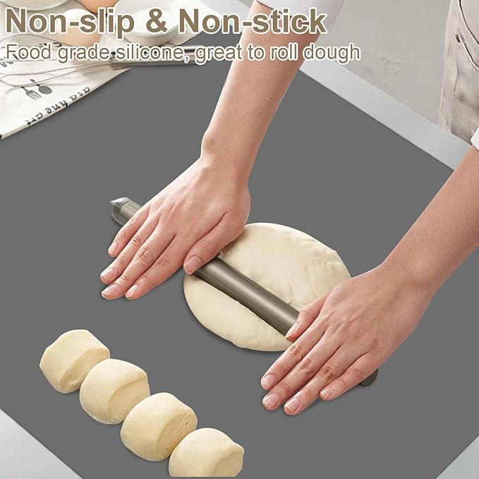 120"x24"(305cmx60cm) Large Silicone Kitchen Counter Mat, Heat Resistant Non-Slip Countertop Protector, Waterproof Multipurpose Mat for Kitchen Island, Dark Gray
