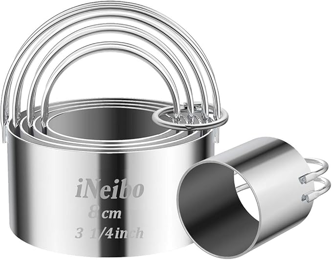 iNeibo Professional Baking Tools Biscuit Cutter Set Dough Blender/Cutter Round Cookies Cutter with Handle + Pastry Scraper+Egg Separator Heavy Duty Baking Dough Tools Pastry Utensils (Baking Tools)