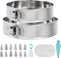 Aufind Springform Pan Set for Baking (9,10inches), 304 Stainless Steel Springform Cake Pan with Removable Bottom, Cheesecake Pan with 50PCS Parchment Paper for Pie Cake Pizza and Quiches