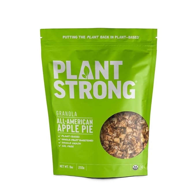 PLANTSTRONG All American Apple Pie Granola Snack Mix - Whole Grain, Naturally Sweetened With Fruit, Plant Based, Oil Free - Pack of 4 x 9oz Bags