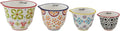 Creative Co-Op Floral Hand Stamped Stoneware Measuring Cups (Set of 4 Sizes/Designs)