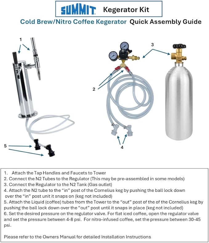 Summit 24" Nitro Cold Brew/Cold Brew Kegerator, Combination Dual Tap Kit, Stainless Steel- SBC7BRSCM2