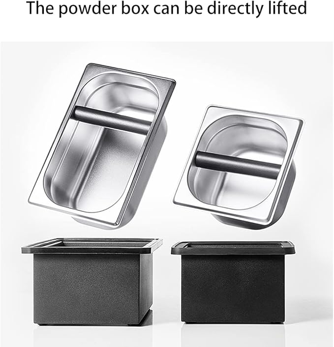 Coffee Knock Box, Stainless Steel Dump Bin Espresso Knock Box for Coffee Grounds with Removable Non-Slip Base Shock-Absorbent for Knocking Portafilter Filter Grinds (S)