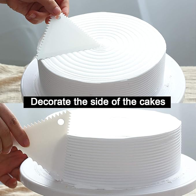 Anvin Cake Scraper Smoother Cake Icing Tool Set, Plastic Scraper Cake Frosting Scraper Smoother Combo for Buttercream Edge Decorating Cake Smoother Flexible for Baking Birthday DIY Kitchen (10 Pcs)