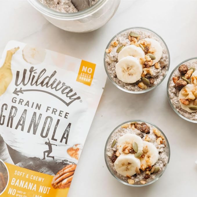 Wildway Keto Granola | Banana Nut | Grain-Free, Certified Gluten-Free Cereal | Vegan, Low Carb | No Sugar Added | Paleo-Friendly | Non-GMO Fruit & Nut Clusters | Nutrient-Rich Snack | 8 oz, 3 Pack
