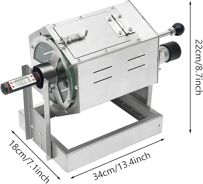 0.66-2.65lb Automatic Coffee Roaster Coffee Bean Roasting Machine Commercial Coffee Gas Roaster with Thermometer & Speed Controller Drum Type Gas Burner Require