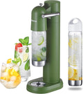 Sparkling Water Maker | Soda Beverage Machine | Soda Streaming Seltzer & Carbonator | 1L+0.5L BPA Free Bottles | Compatible Srew-in 60L CO2 (NOT Included) | Green