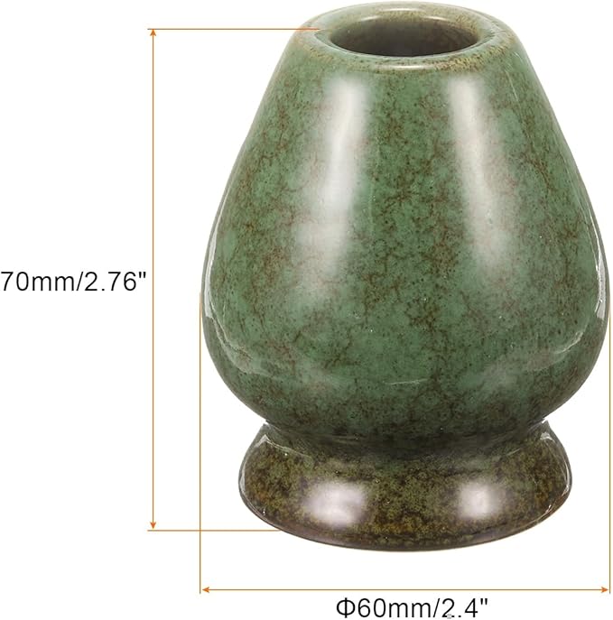 HARFINGTON Ceramic Chasen Stand 70mm Matcha Whisk Holder Teas Set Whisks Stand Traditional Matcha Tea Chasen Holder Tea Set Accessories for Tea Tasting, Gradient Green