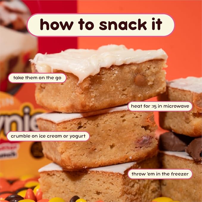 Prime Bites Protein Brownie from Alpha Prime Supplements | High Protein, Collagen Fortified Low Sugar Treat | Delicious Snack | 12 Bars per Box (Peanut Butter Candy Crunch)