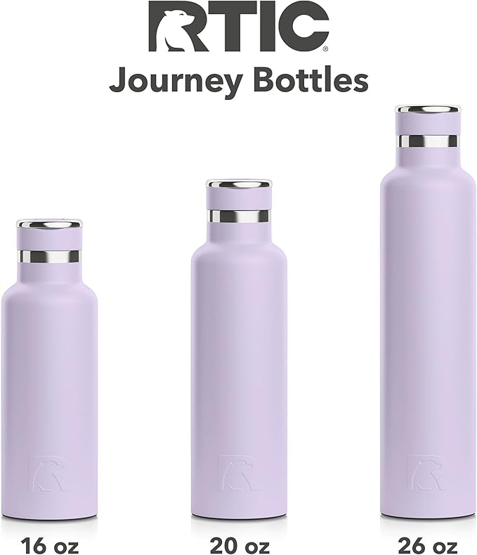 RTIC 26oz Journey Bottle Metal Stainless Steel Vacuum Insulated, BPA Free, Reusable, for Water, Hot and Cold Drinks, Travel, Sports, Camping, Dusty Lilac