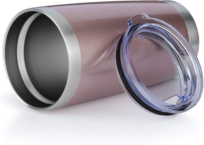 20oz Tumbler Bulk Stainless Steel Vacuum Insulated Tumblers with Lid Double Wall Travel Mug Powder Coated Coffee Cup, Suitable for Ice Drinks and Hot Beverage (Rose gold 12pack)