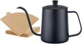 WELLLINK Pour Over Coffee Kettle 20oz 600ML, Leak Proof One-Piece 304 Stainless Steel Gooseneck Kettle with Lid, Food Grade Easy-Clean Narrow Spout & 40 Filters for Home Brewing