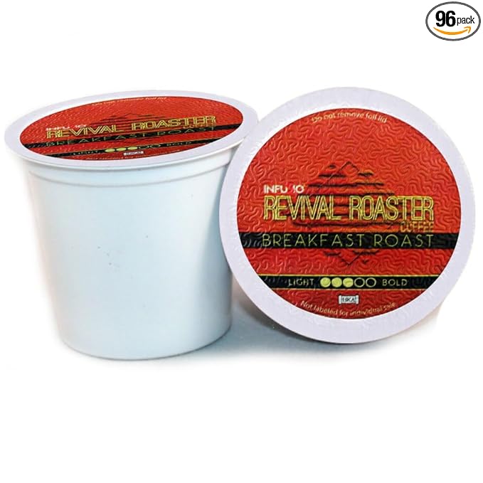 InfuSio Coffee Pods – 96 Count, Breakfast Blend (Medium Roast Coffee) Single Serve Coffee Pods for Keurig K Cup® Brewers, Compatible with Keurig 2.0 Brewers