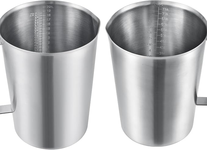 Stainless Measuring Cup (2000ML), KSENDALO 8 Cup Stainless Measuring Cup, Stainless Pitcher with Marking with Handle, 64 Ounces (2.0 Liter)