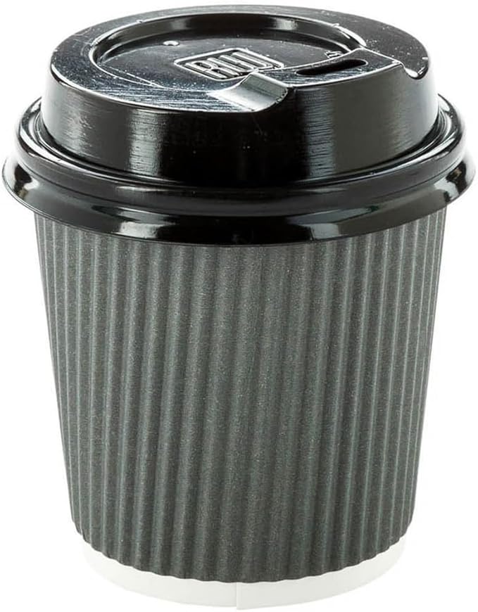 Restaurantware 4 Ounce Ripple Wall Disposable Coffee Cups, 500 Insulated Gray Paper Tumblers with Rolled Rim Design, Lids Sold Separately for Hot Drinks like Tea, Hot Chocolate and More