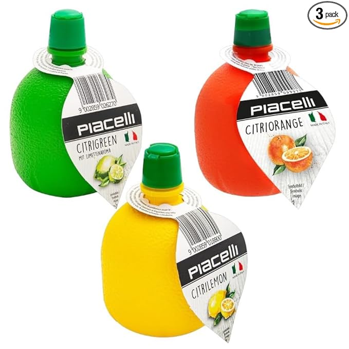 Piacelli CitrTrio Juice - Lemon, Lime & Orange Juice Concentrates Delivering Fresh, Natural Citrus Flavor for Cooking & Drinks - Lemon Juice Adds Zest & Brightness to Marinades, Cocktails & Recipes with orange juice concentrated 200ml/each