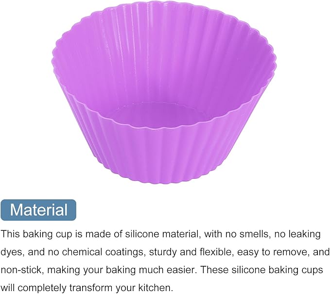 uxcell 36Pcs Silicone Cupcake Liners, Non-Stick Baking Cups, for Cooking Eggs, Baking Muffins and Make a Cake(Purple)