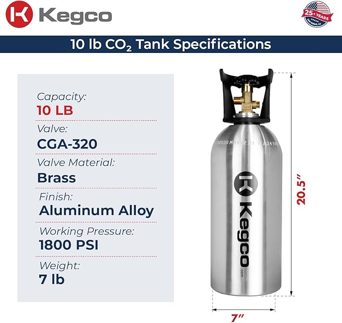 Kegco 10 lb. Aluminum Tank Co2 Cylinder