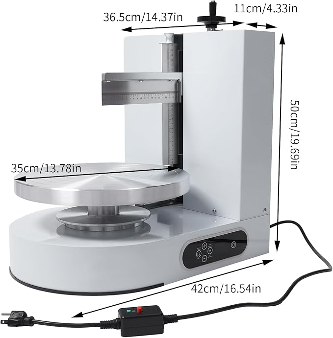Cake Decorating Machine, Tabletop Cake Frosting Machine, Cream Smooth Coating Decoration Machine with LCD Display Type for 4-12inch Cakes for Cake Shops, Dessert Shops, Households