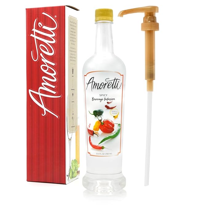 Amoretti - Spicy Beverage Infusion - Drink Mix & Water Enhancer with Pump for Flavoring Cocktails, Waters, Teas, and other Beverages, 94 Servings Per Bottle (750 ml), Preservative Free