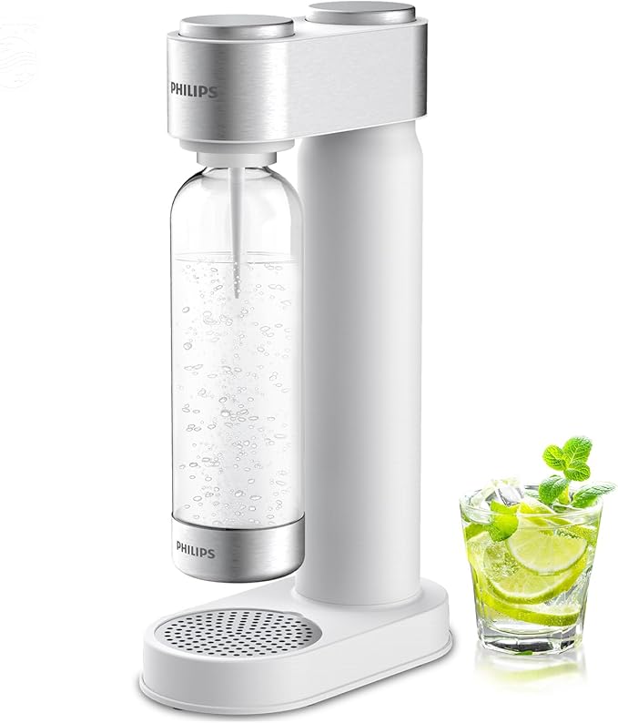 Philips Sparkling Water Maker, Soda Streaming Machine with Quick Twist Bottle, 1L BPA free PET Carbonating Bottle, Soda Maker Compatible with 60L CO2 Carbonator (NOT Included), ADD4902BKOQ/37