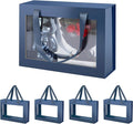 JINGUAN 5 Navy Blue Gift Boxes with Windows, Clear Magnetic Gift Boxes for Presents, Groomsman Proposal Boxes (11x8x3.2 Inches)