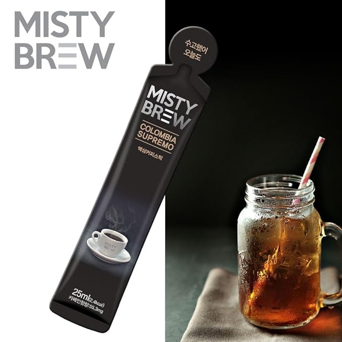 Cold Brew Coffee Concentrate liquid, Single Serve Coffee Sticks, MistyBrew, Imported from Korea, Premium coffee (30 sticks, Supremo)