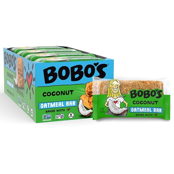 Bobo's Coconut Oat Bars, Gluten Free, Non-GMO, Whole Grain Oats, Pack of 12 | Snack Bars | On-the-Go | Made with Simple Ingredients