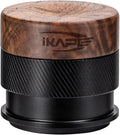 IKAPE 51MM Espresso Tamper, New Wooden Handle Design，Premium Barista Coffee Calibrated Tamper with Spring Loaded, 100% Stainless Steel Tamper Compatible with All 51MM Bottomless Portafilter