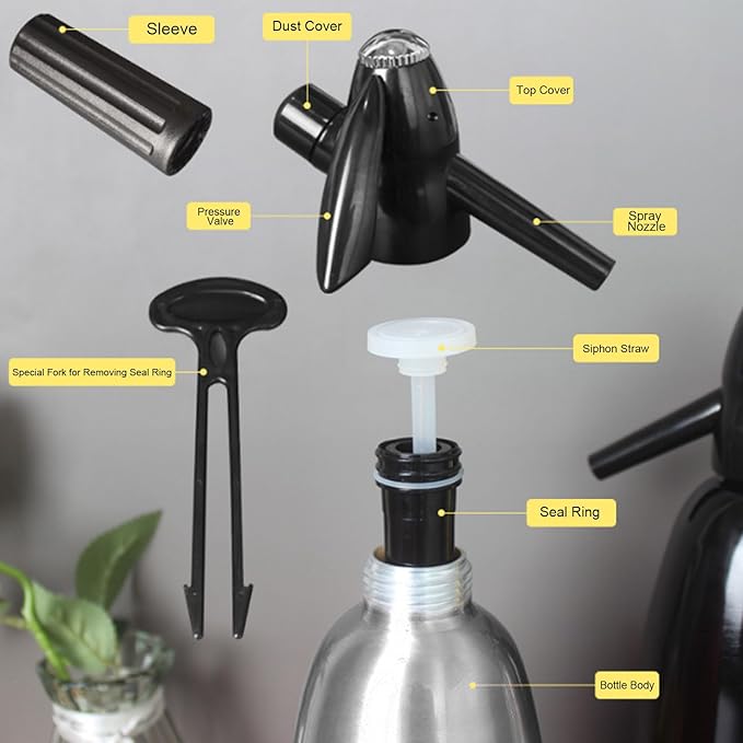 MAVIS LAVEN Portable Soda Maker, 1L Sparkling Water Machine Carbonated Drink Maker for Home Bar Outdoor with Aluminum Soda Siphon Easy to Carry