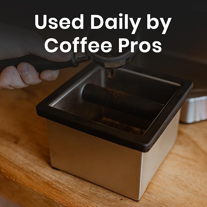 Rattleware Stainless Steel Knock Box - Ideal for Home, Cafe, Restaurant, Hotel, Office, or Commercial Establishment - Heavy Duty Knock Box Trusted By Baristas Worldwide (6" x 5.5" x 4")