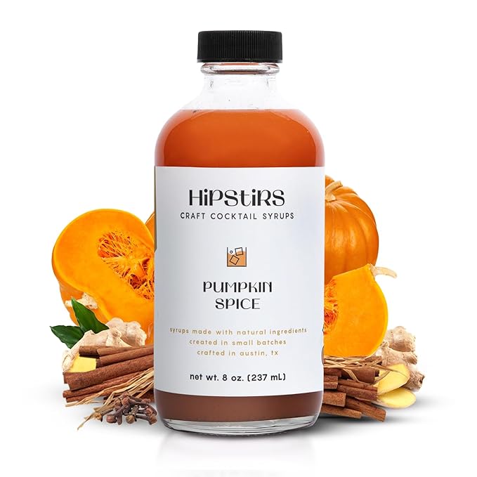HipStirs Pumpkin Spice Syrup - Our Mix uses Real Ingredients like Pumpkin Puree to Make it a Perfect Spice Latte Mix - Real Infused Syrup (8 Fl Oz)