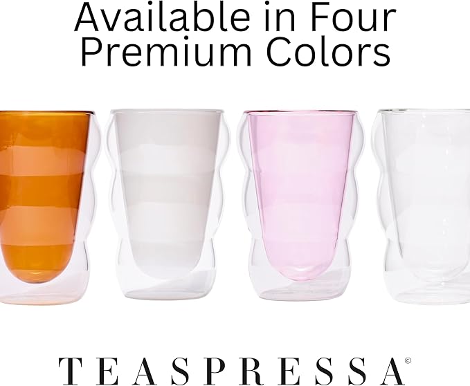 Glass Cloud cups 12 oz Double Wall Insulated Glass Cups - heat-resistant borosilicate glass -perfect for iced teas, lattes, and all your favorite sips (Amber)