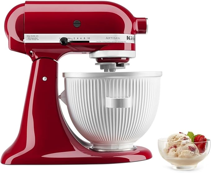 KitchenAid Ice Cream Maker Attachment Stand Mixer, 2 Quart, White
