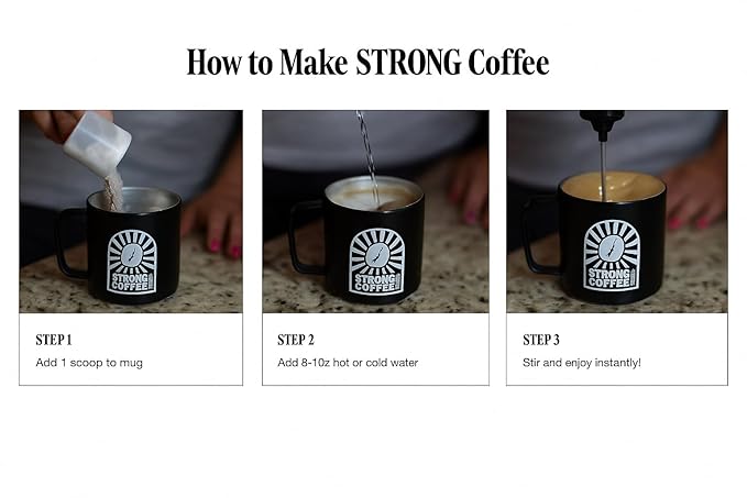 STRONG COFFEE COMPANY Coffee Booster – Collagen Coffee Protein Powder with NeuroFactor®, L-Theanine & Gut Health – 10g Protein, Electrolytes – Focus & Energy – 15 Packets