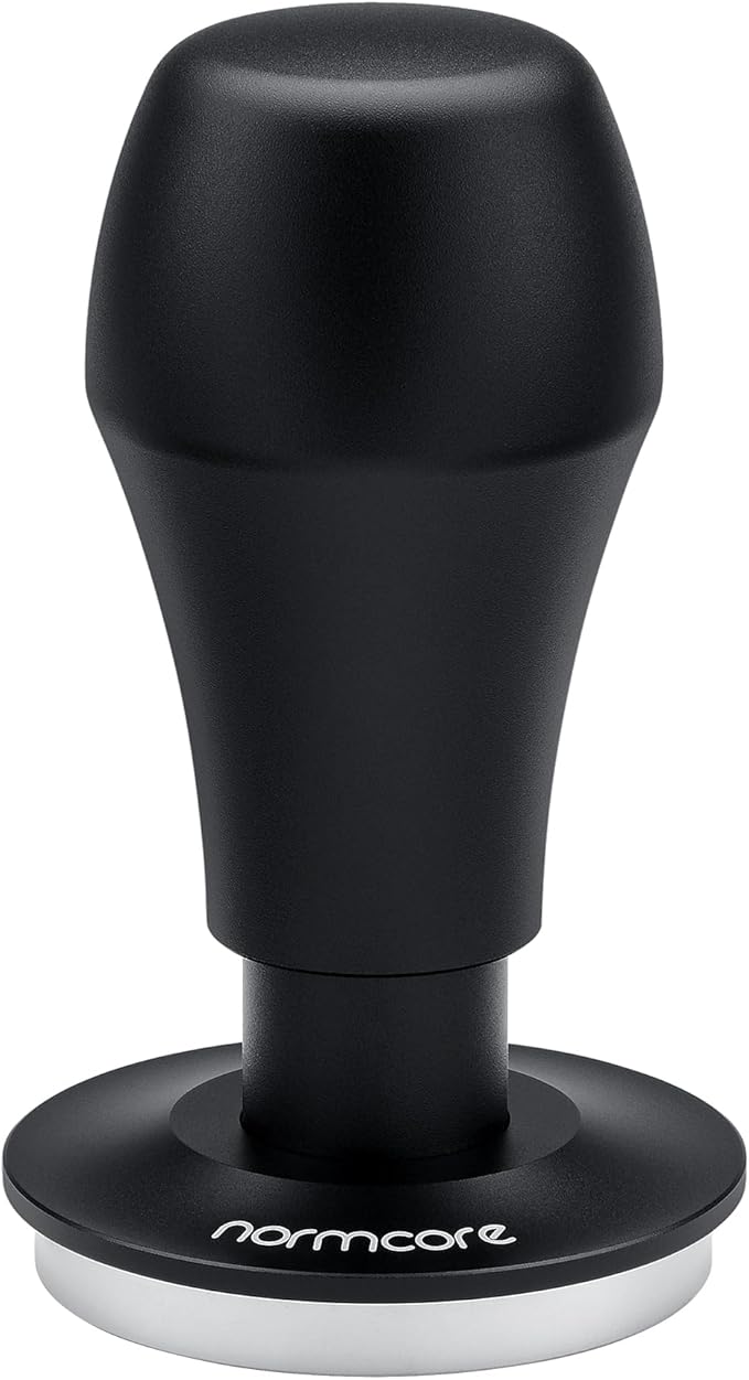 Normcore 45.5mm Coffee Tamper V4.1 with Click Sound Feedback, Spring Loaded Tamper with 304 Stainless Steel Flat Base Fits Flair Pro and Pro 2, Anodized Aluminum Handle with Silicone Stand, Black