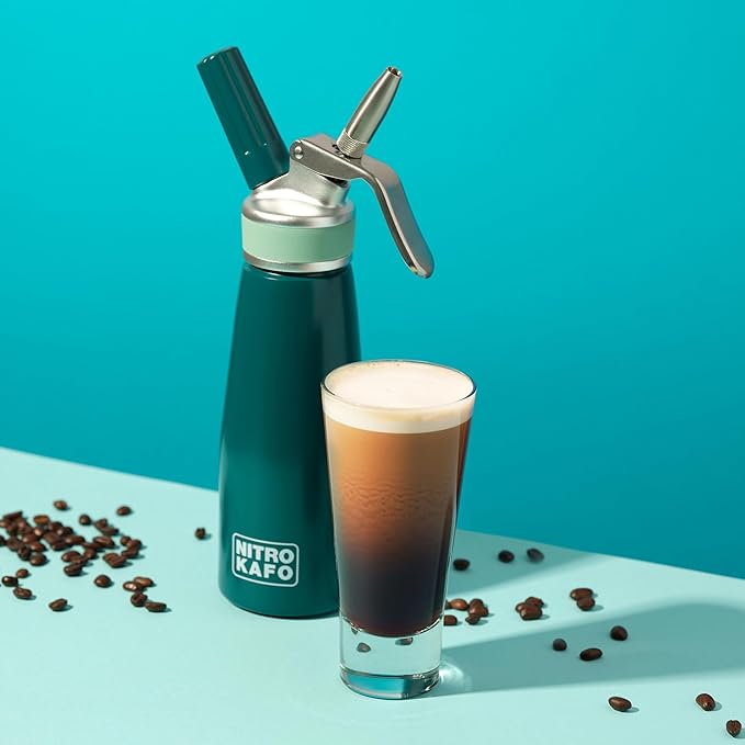 0.5L Nitro Coffee Maker, Aluminum Nitro Cold Brew Coffee Maker with Special Nitro Diffuser Nozzle & Cold Brew Maker for Making Nitro Cold Brew, 1 Pint/0.5L, Includes (10) Nitro Cartridges