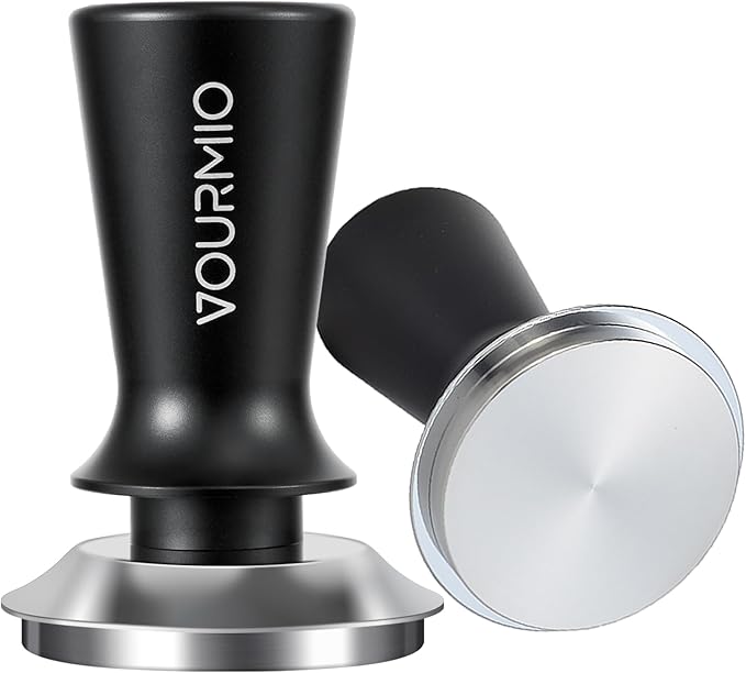 51mm Espresso Tamper - Spring-Loaded Coffee Tamper with Flat Stainless Steel Base, Compatible with All 51mm Portafilter Basket, Professional Barista Accessories, Black