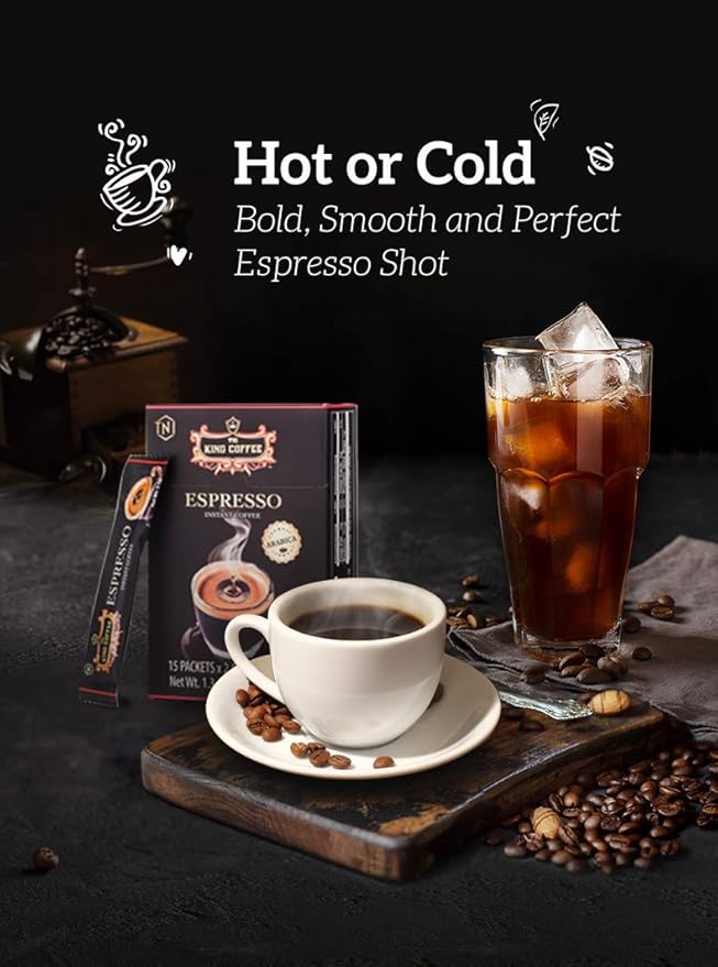 King Coffee Espresso, Vietnamese Instant Coffee Arabica, Medium Dark Roast, 15 Packets x 2.5g, Pack of 1