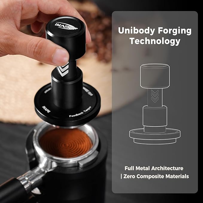 IKAPE 51MM V6 Impact Espresso Tamper with Sound Feedback, 15lb/30lb Interchangeable Springs, Espresso High Tamper with Triple-spring System, Fits 51mm portafilters