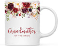 Andaz Press 11oz. Wedding Ceramic Coffee Tea Mug Gift, Fall Autumn Marsala Burgundy Flowers Roses Florals, Grandmother of the Bride, 1-Pack, Includes Gift Box