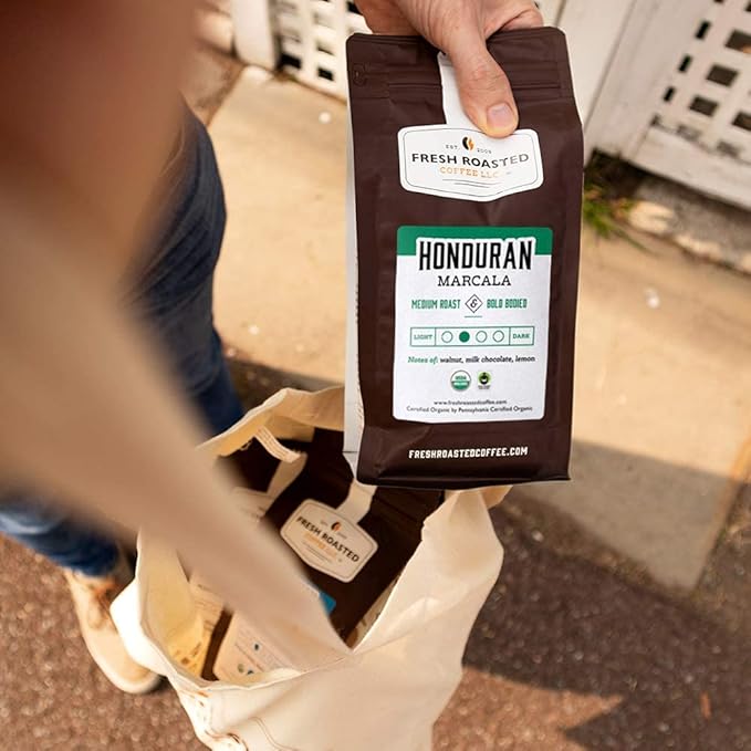 Fresh Roasted Coffee, Organic Honduran Marcala | USDA Organic, 100% Single Origin, Kosher | Medium Roast 5 lb (80 oz) Whole Bean