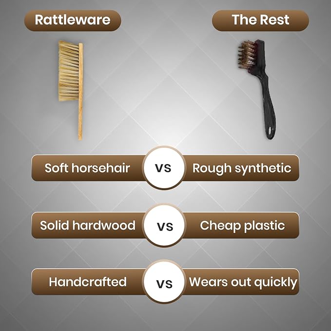 Rattleware Durable 11” Counter Brush - Solid Wood Handle, Horsehair Bristles & Static-Fre - Ideal for Home & Commercial Use
