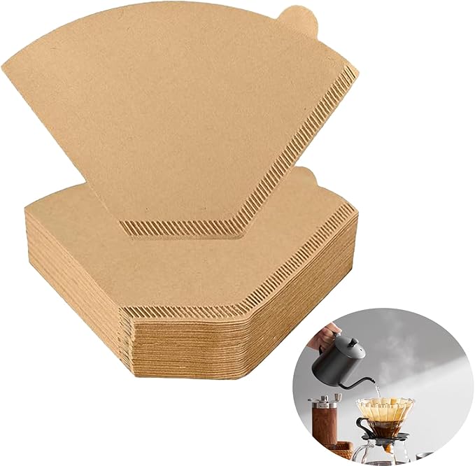 Cone Coffee Filters, 200pcs Unbleached Brown Paper, 2-6 Cup, Compatible with Hario V60 02, CHEMEX 3-cup Coffee Maker