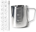 Milk Frothing Pitcher Steaming Pitchers Stainless Steel Milk/Coffee/Latte/Cappuccino Steam Pitchers Milk Jug Cup (350ml/12oz Set)