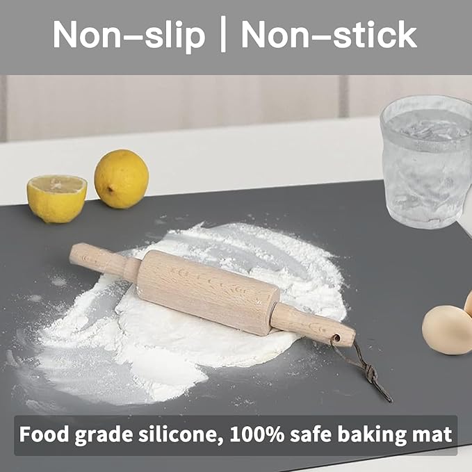 2MM Thick Silicone Countertop Mat, 23.6"x 15.7"(60cmx40cm), Silicone Mats for Kitchen Counter, Nonslip Heat Resistant Mat, Large Kitchen Counter Mats, Waterproof Countertop Protector, Semitransparent