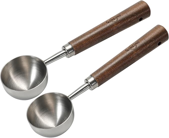 Vintage Coffee Measuring Spoon - 304 Stainless Steel, Coffee Scoop，10g Capacity, Walnut Handle - Perfect for Coffee, Tea, and More (Silver (2 pcs))