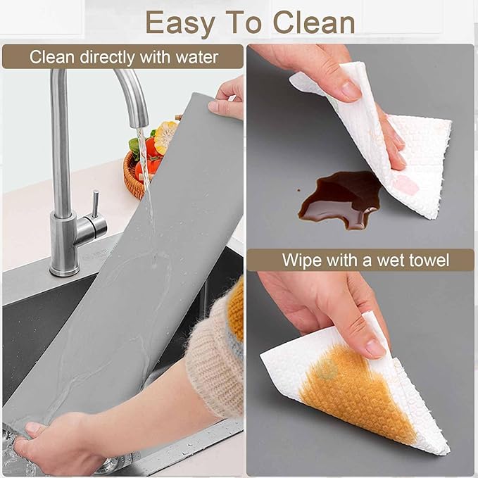 78.7"x23.6" Large Silicone Mat for Kitchen Counter, Heat Resistant Non-Slip Countertop Protector, Waterproof Silicone Craft Mat for Kitchen Island, Light Gray