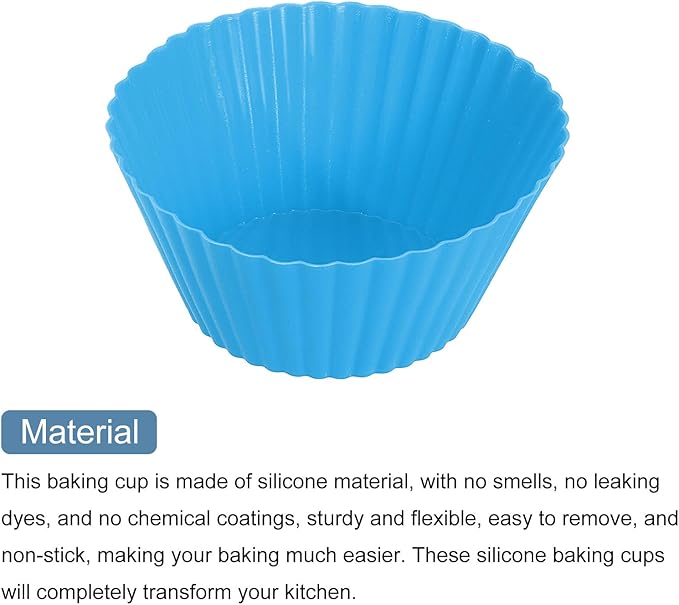 uxcell 18Pcs Silicone Cupcake Liners, Non-Stick Baking Cups, for Cooking Eggs, Baking Muffins and Make a Cake(Blue)